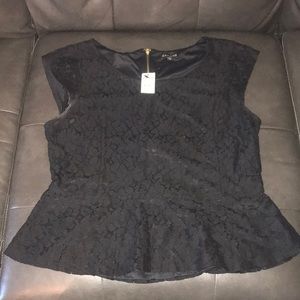 Lace short sleeve peplum blouse